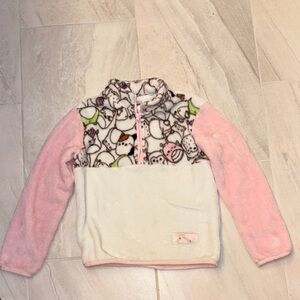 Squishmellows (Size Small) Girls 1/4 Zip Pink and White Kids Fleece